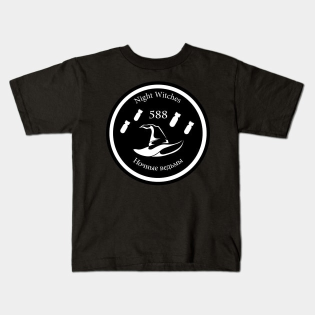 588th BOMBER NIGHT WITCHES LOGO Kids T-Shirt by theanomalius_merch